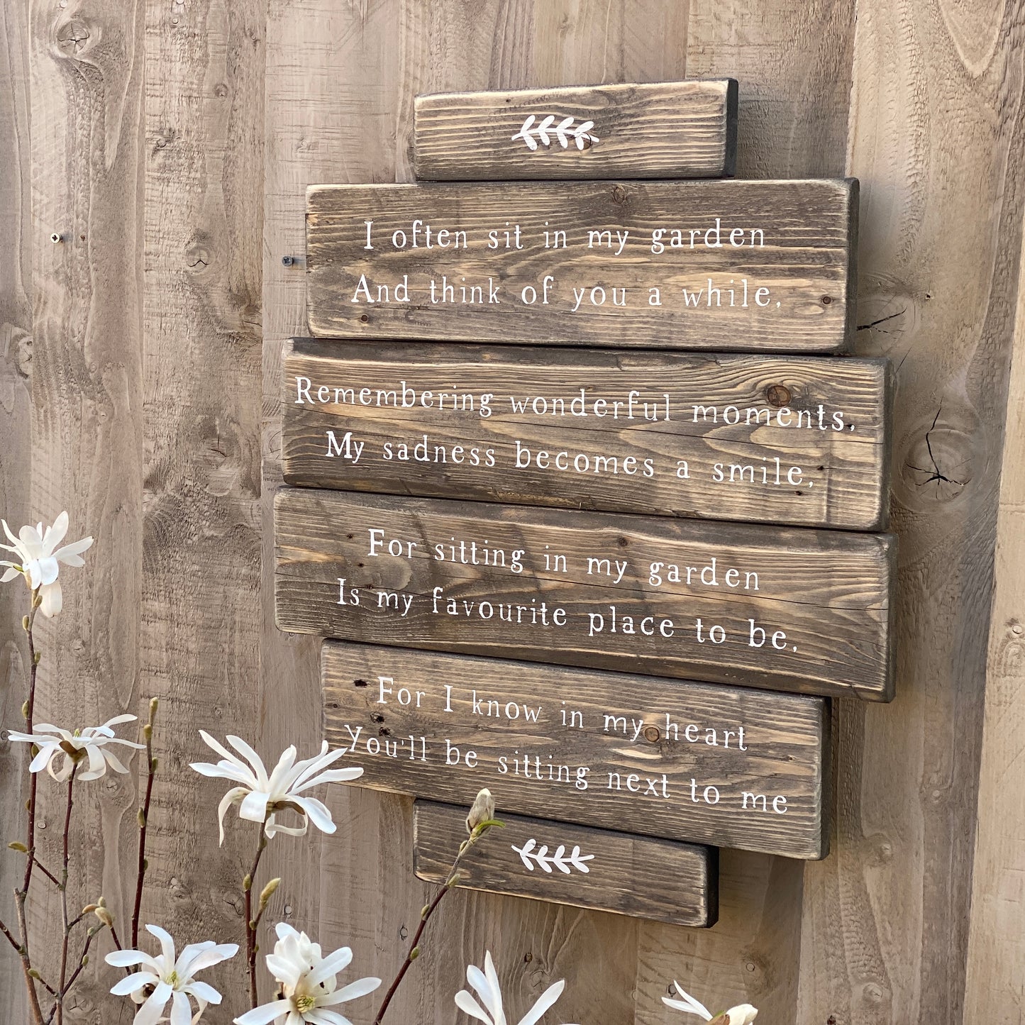 I often sit in my garden | Reclaimed Planked Wood Sign