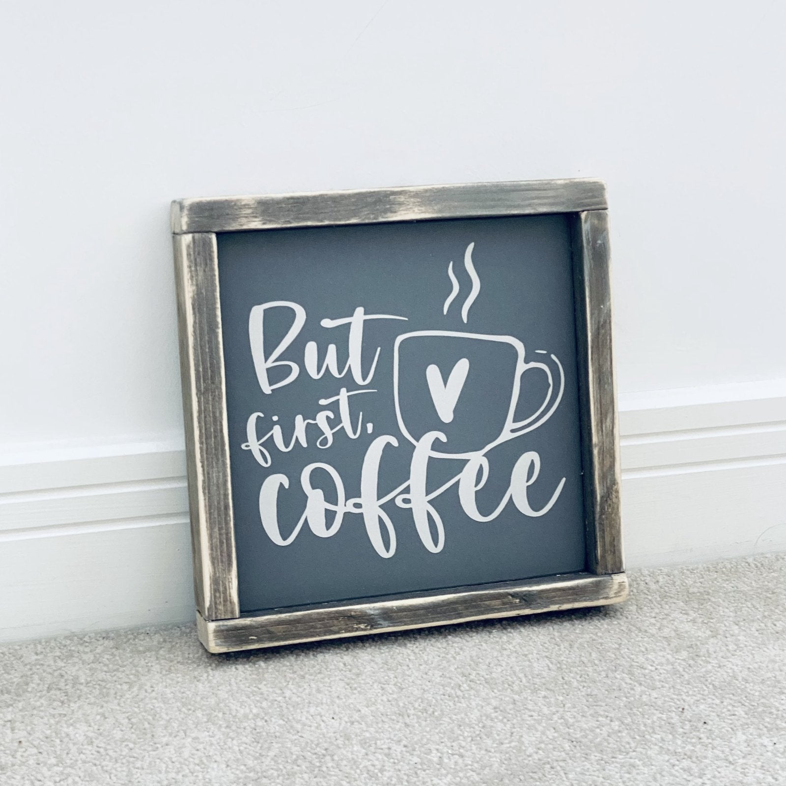But First Coffee | Framed Wood Sign | Ready Now - The Imperfect Wood Company - Framed Wood Sign