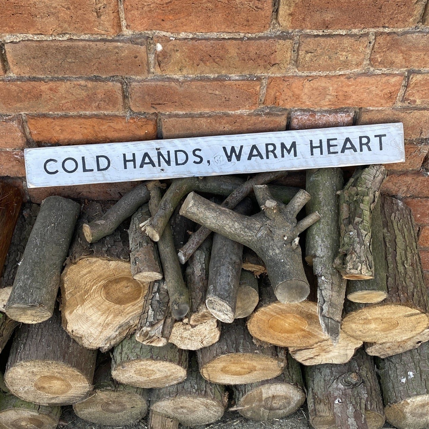 Cold Hands, Warm Heart | Reclaimed Wood Sign - The Imperfect Wood Company - Long Wood Sign