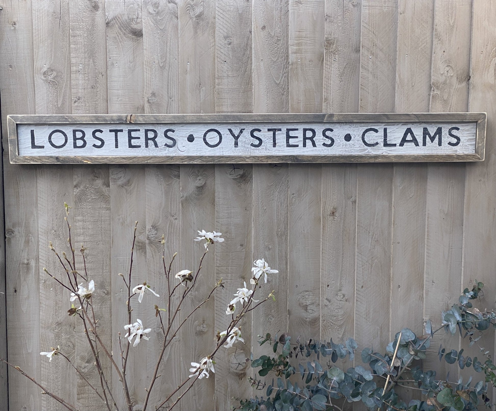 CUSTOM | Rustic Framed Sign | Lobsters Oysters Clams - The Imperfect Wood Company - Custom
