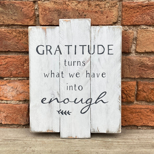 Gratitude | Reclaimed Planked Wood Sign - The Imperfect Wood Company - Planked Wood Sign