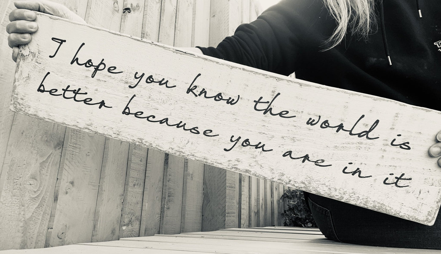 I hope you know... | Long Wood Sign | #MIND - The Imperfect Wood Company - Long Wood Sign