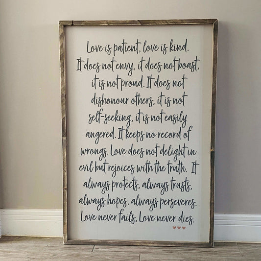 Love is Patient | Framed Wood Sign - The Imperfect Wood Company - Framed Wood Sign