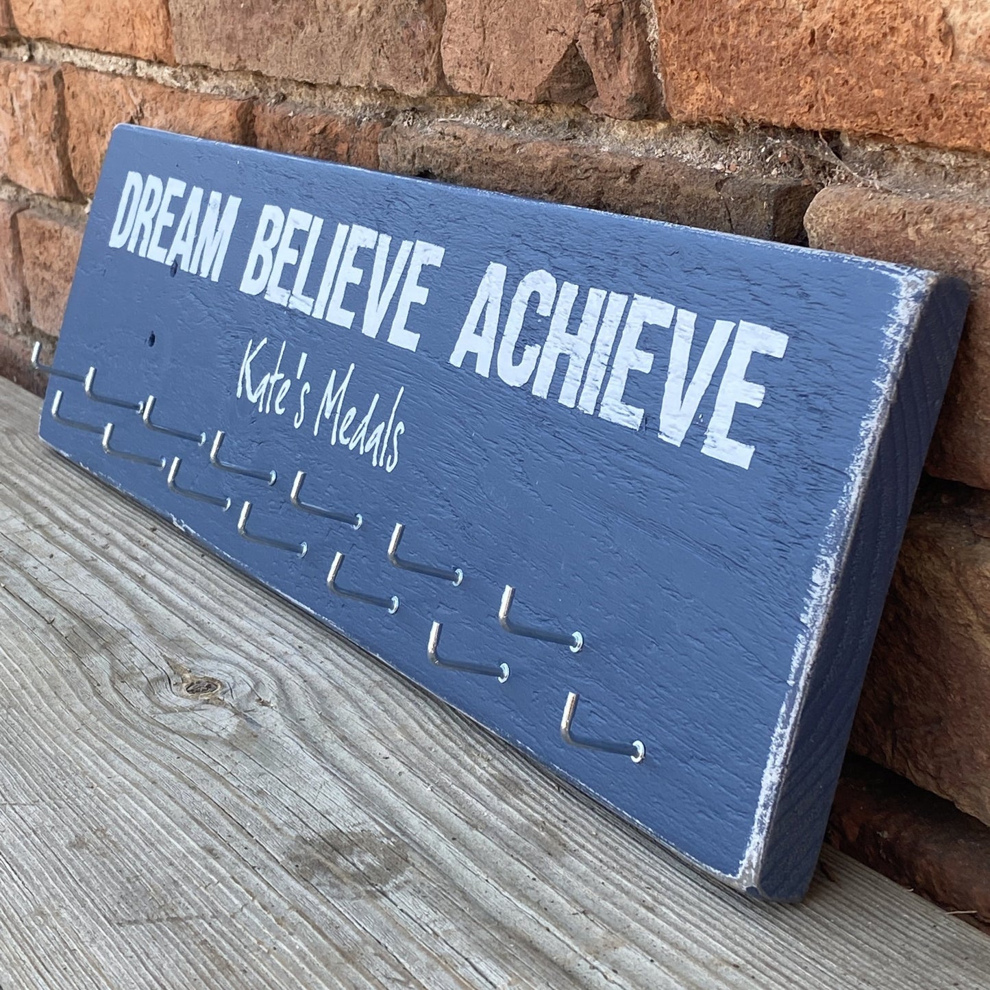 Medal Holder | Personalised Long Wood Sign - The Imperfect Wood Company - Personalised Long Wood Sign