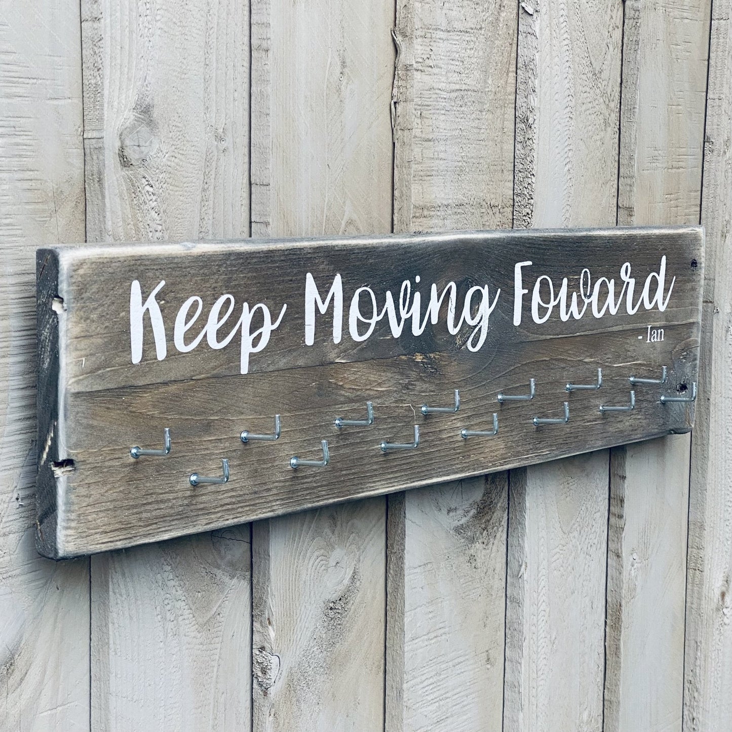 Medal Holder | Reclaimed Wood Sign | Personalised - The Imperfect Wood Company - Long Wood Sign