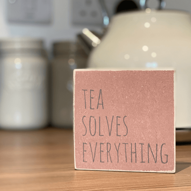 Reclaimed Wood Mini Sign | Tea solves everything - The Imperfect Wood Company - Mini wood sign