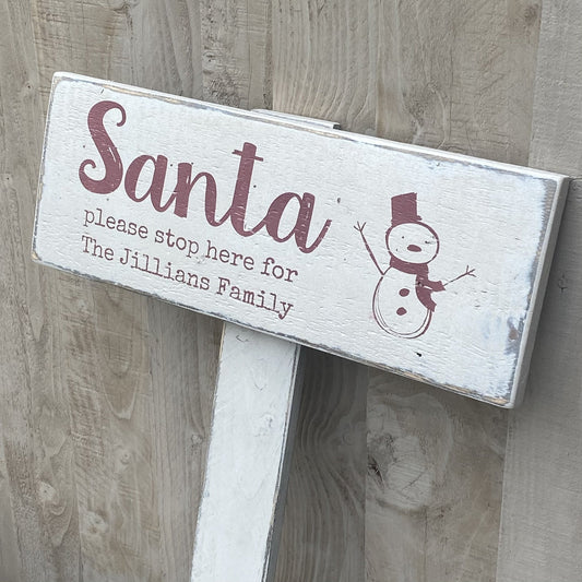 Santa Please Stop Here | Reclaimed Wood Sign | Personalised - The Imperfect Wood Company - Reclaimed Wood Sign