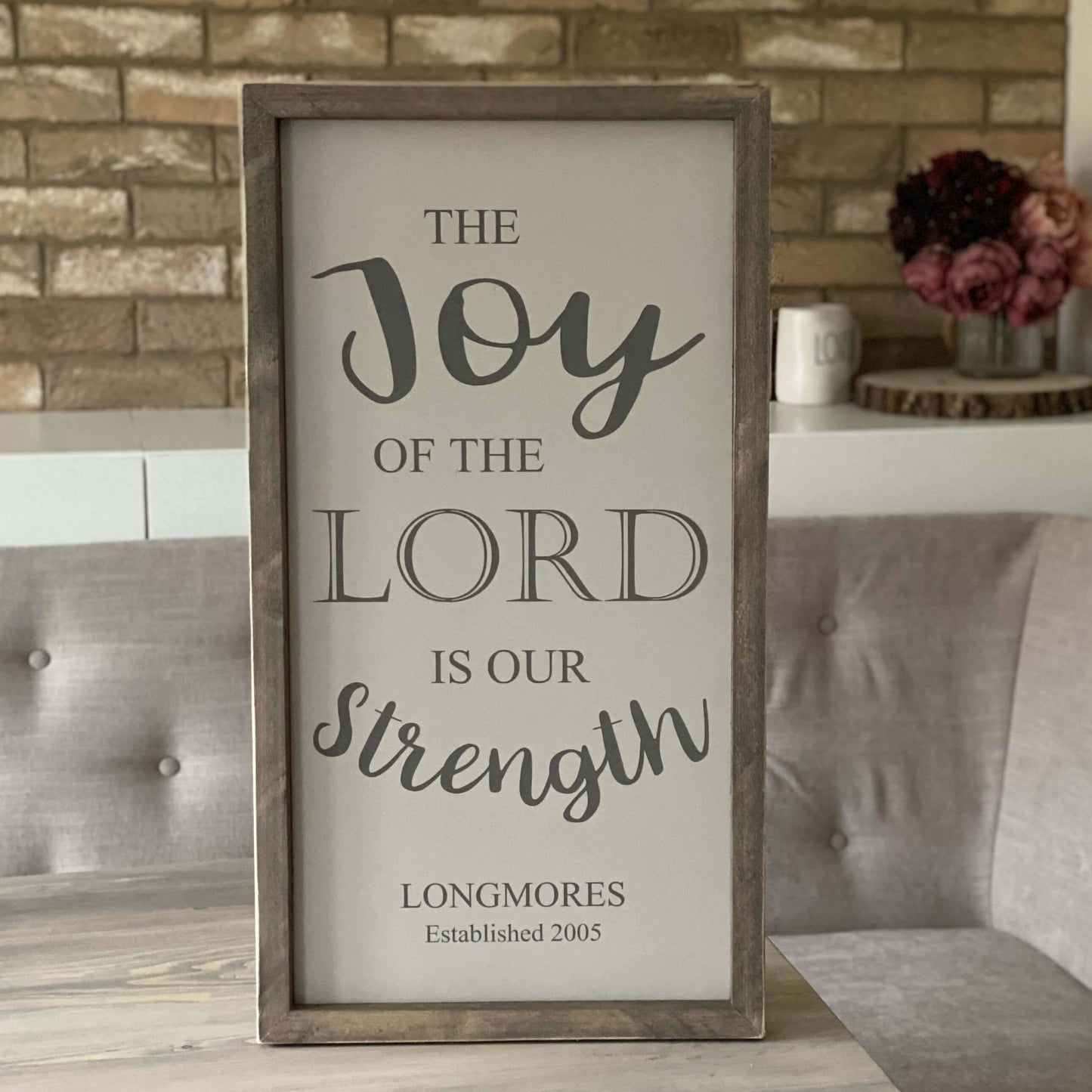 The Joy of the Lord | Personalised Framed Wood Sign - The Imperfect Wood Company - Framed Wood Sign