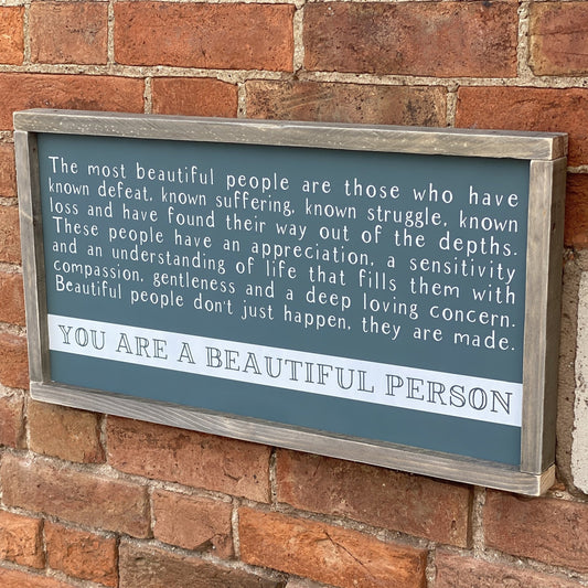 You are a Beautiful Person | Framed Wood Sign - The Imperfect Wood Company - Framed Wood Sign